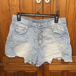 NOBO No Boundaries Juniors Distressed Light Wash Blue Jean Shorts Size 17